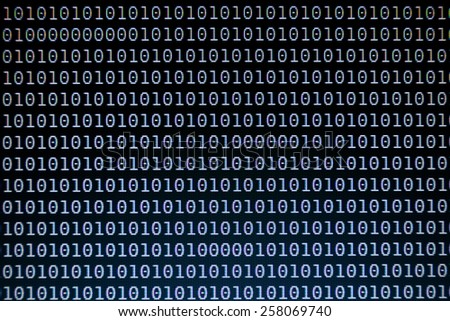 Binary Code Background on Computer Screen