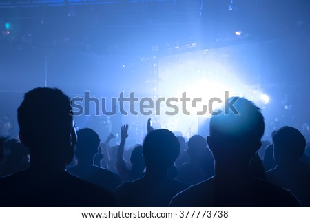 Music concert crowds illuminated from stage lights (very shallow depth of field)