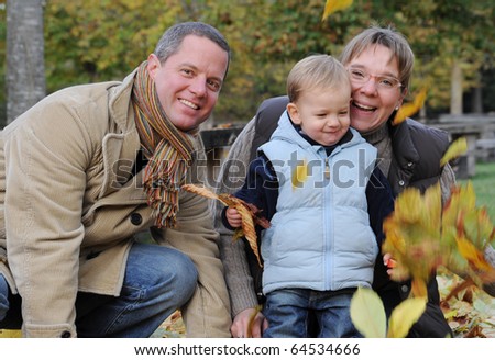 Autumn Family Picture with Little Boy