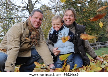 Autumn Family Picture with Little Boy