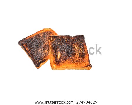 Burnt toast bread isolated white backround with clipping path stock photo