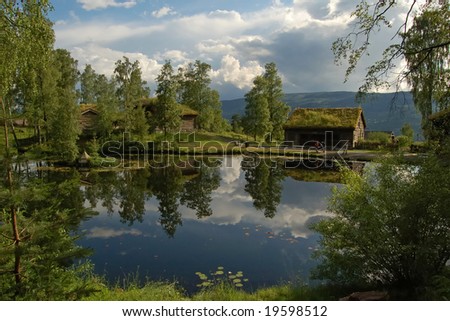 Country landscape, Maihaugen open-air museum, Lillehammer, Norway