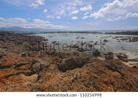 View of the Pupukea tide pools on the south side of Sharks Cove, Oahu, Hawaii