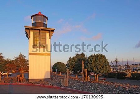 The Table Bluff Lighthouse for Humboldt Bay at Woodley Island Marina in Eureka, California