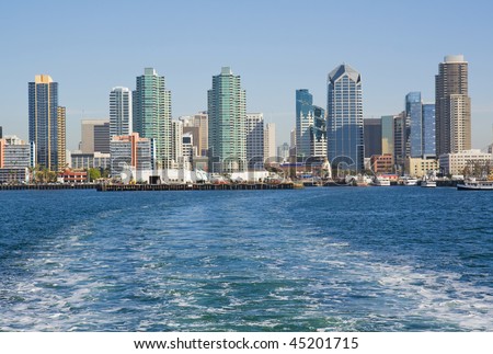 Port of San Diego with the skyline of the city in the background viewed from the water