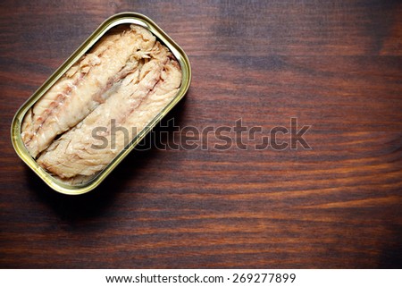 Canned fish on table