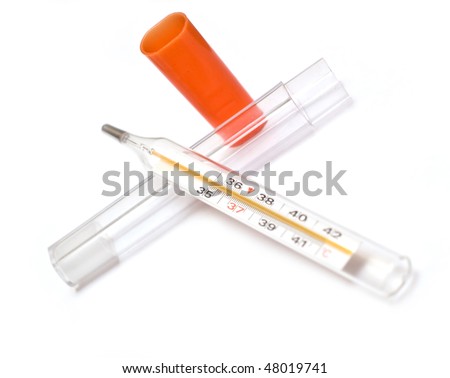 Medical mercury thermometer isolated 