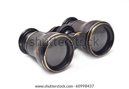 Vintage binoculars isolated on white background