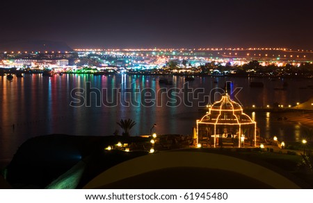 Naama Bay Egypt. Night view of Naama Bay,