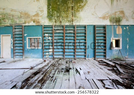 Forgotten gym in abandoned school