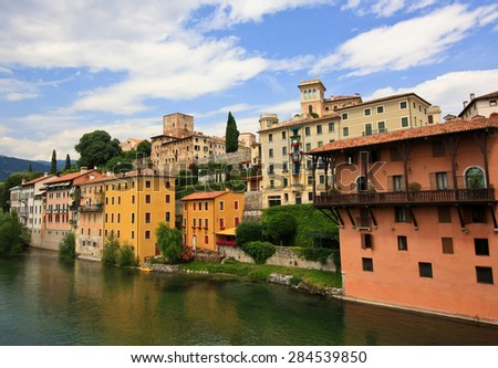 Houses on the river on Italy