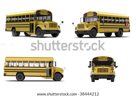 Yellow school bus isolated on white background