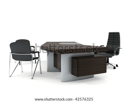 Office furniture set isolated on white background