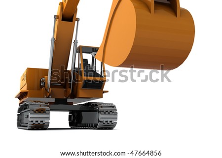 Orange dirty digger isolated on white background