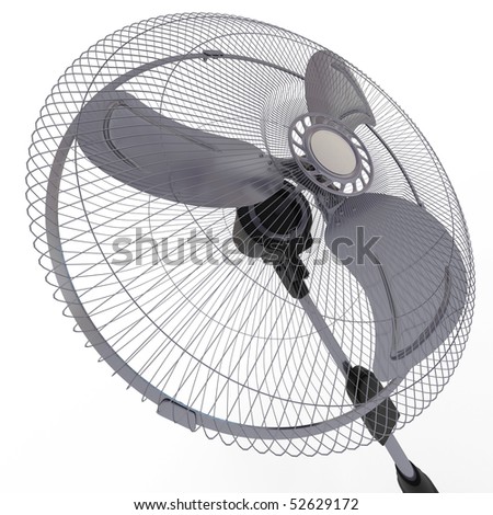 Fan on floor. Isolated on white background. Below view