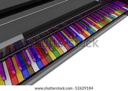 Color grand piano keys. Close up view