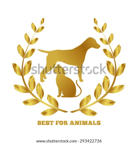 Best for  animal. Veterinary Hospital. Caring for animals. Dog. Cat. Laurel wreath. Best cynologist. Love animals.