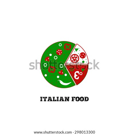 Pizzeria. Italian food. Pizza. Italian flag.