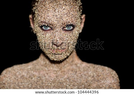 girl, face in the sand spa