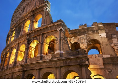 fragment of Rome  Coliseum at night