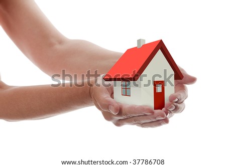 Hands presenting a tiny house towards you