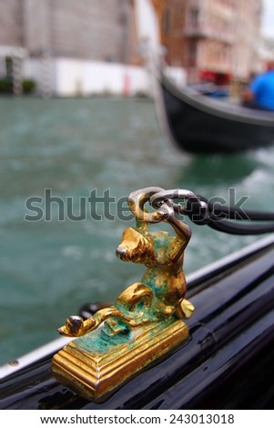 Mermaid figure on a gondola in Venice, Italy