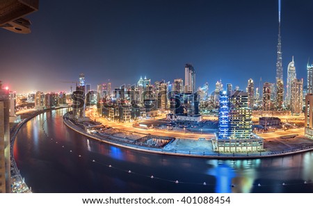 Dubai Panoramic View From Top at night