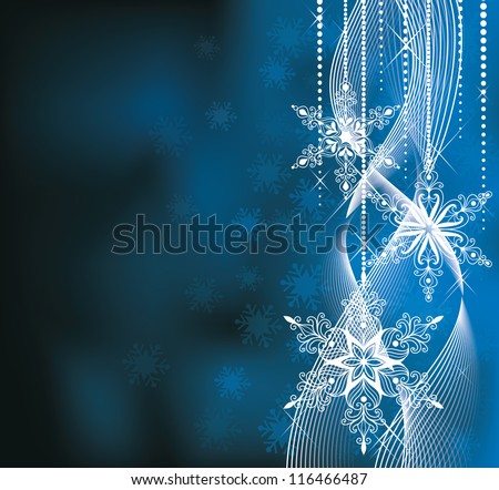 Christmas backround in blue colors with snowlakes Christmas backround in blue colors with snowlakes