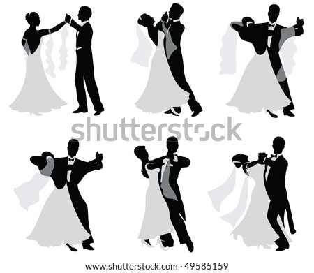 RoyaltyFree RF Clipart Illustration of a Silhouetted Black Wedding Couple