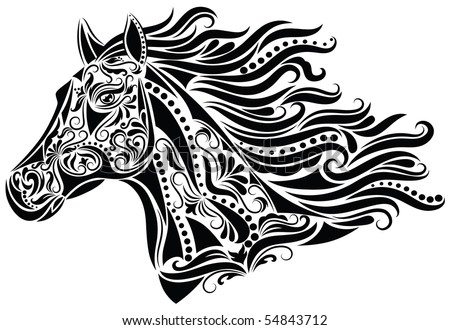stock vector Pattern in a shape of a horse head