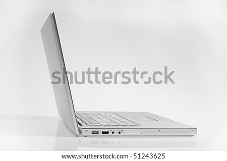silver laptop isolated on white background with clipping path. side view. clipping path saved