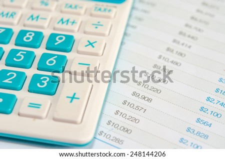 a calculator is on a balance sheet numbers are statistics.