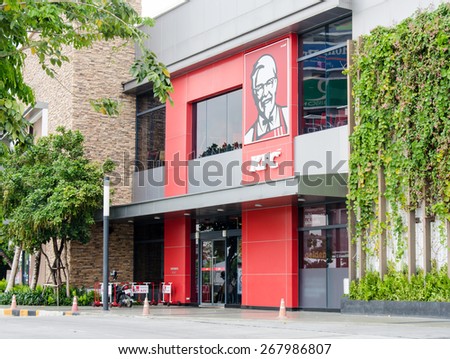 SAMUT PRAKAN,THAILAND - APRIL 5,2015:Kentucky Fried Chicken Restaurant; KFC is a fast food restaurant chain that specializes in fried chicken and is the world\'s second largest restaurant chain overall