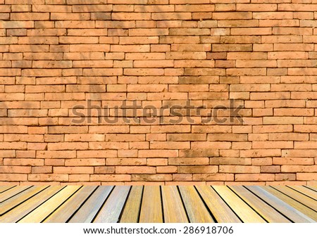 brick tile textured wall with wood floor