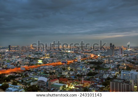 BANGKOK : Night View Of Bangkok City at sathorn road.Bangkok is the capital and the most populous city of Thailand. It is known in Thai as Krung Thep Maha Nakhon.on 5 december  2014 bangkok thailand