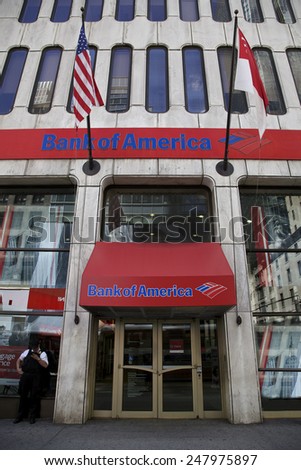 NEW YORK - JUNE 06: Bank of America branch in New York, United States America on June 06, 2014. Billion fine to settle allegations sold toxic mortgages to investors. Photo taken on: June 06th, 2014