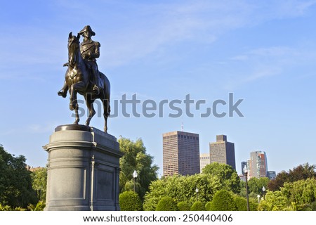 BOSTON - JUNE 06: George Washington riding a horse Statue in Boston Commons Public Garden in Central Boston, Massachusetts, USA. Photo taken on June 30, 2014 in Boston, Massachusetts, USA.