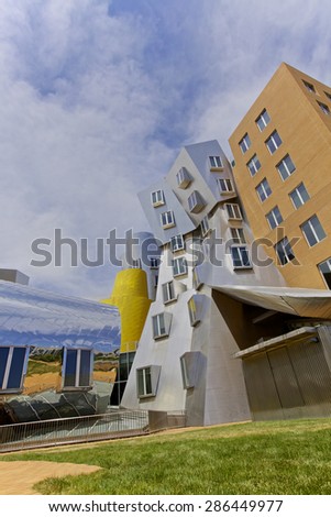 BOSTON - JUNE 06: Ray and Maria Stata Center on the campus MIT. Photo taken on June 06, 2014 in Cambridge, Massachusetts, USA. Designed by Pritzker and prize winning architect Frank Gehry