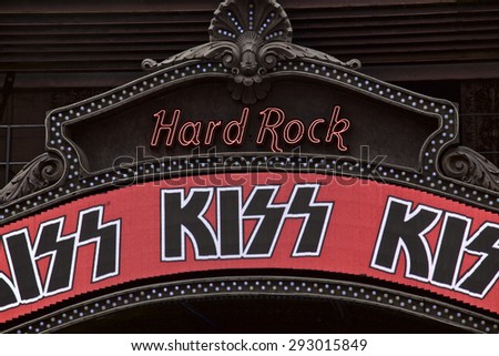 New York City, United States America - July 18, 2013: Hard Rock entrance, Kiss Concert in New York, United States