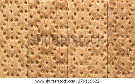 Crisp rye bran bread texture background with vertical seams