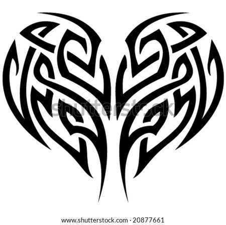 stock vector : VECTOR Stylized tattoo tribal heart.