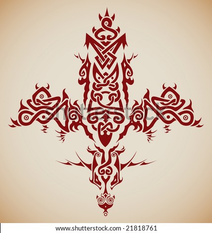 tribal cross tattoos. stock photo : Stylized tribal