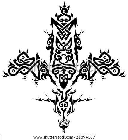 stock photo : Stylized tribal Celtic inspired cross / tattoo.