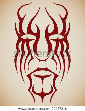 Abstracted face in tribal style.