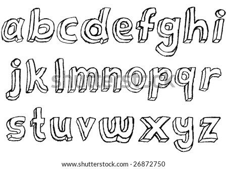 Alphabet on Grungy Hand Drawn Lowercase Alphabet   Font   Letters  Stock Photo