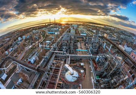 Big chemical factory. Aerial View.