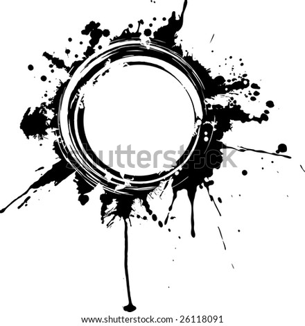 Vector Circular Grunge Frame. The Drips Can Be Removed Without