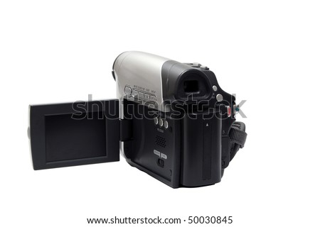 digital video camera on white background