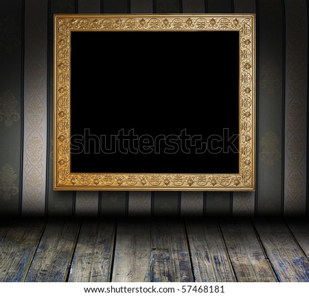 retro grungy interior with antique picture frame