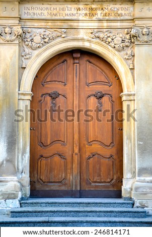 Old church doors in romance style